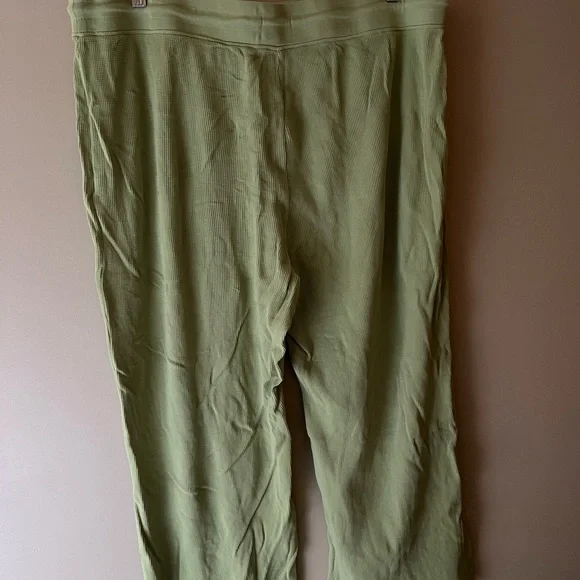 MATE The Label Pants Green Waffle Wide-Leg Crop Pant Organic Cotton 1X - Picture 5 of 10